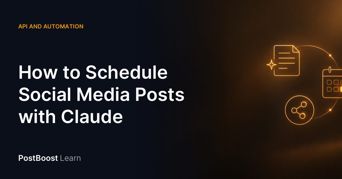 A chat window where an assistant turns a one-line request into a scheduled social media post on a calendar